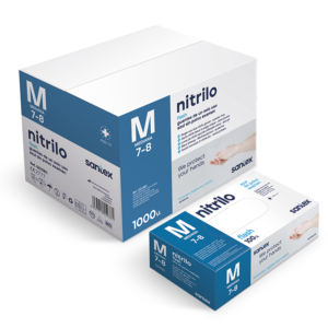 Guantes de nitrilo azul SANTEX sin polvo 5,5 gramos. Talla M (100u)
