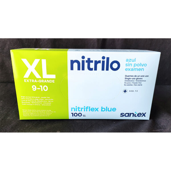 Guantes de nitrilo azul sin polvo. Talla XL (100u)